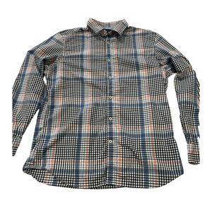 Banana Republic Mens Shirt Button Down Large 16- 16.5 Plaid Soft Wash Red White